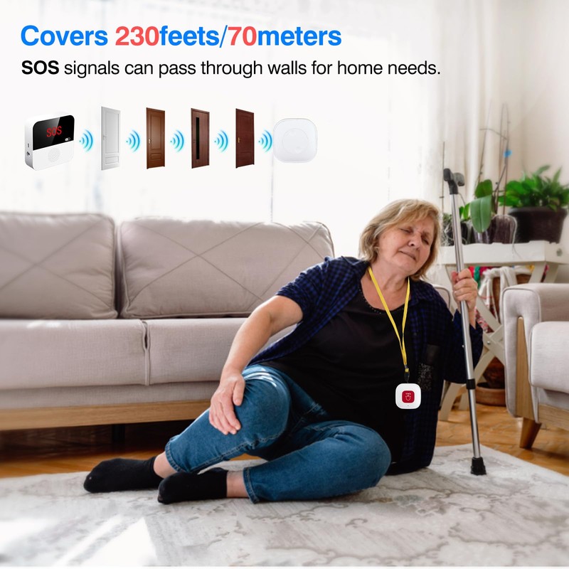 Chatthen Personal Alarm, Wireless Portable Caregiver Pager Alarm System, Personal