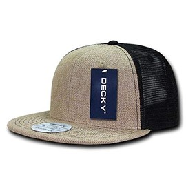 DECKY Jute Trucker Snapback Cap, Natural/Black