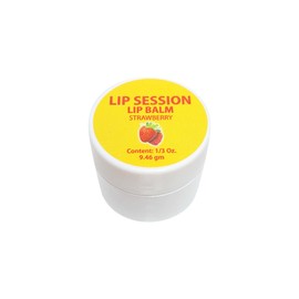 Lip Session Lip Balm Strawberry Flavor .33 Oz. Jar with Vitamin E & Cocoa Butter - Moisturizes & Soothes Dry, Cracked, or Chapped Lips