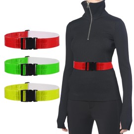 PATIKIL Reflective Belt, High Visibility Running Belt High Visibility Grow Belt Adjustable Safety Gear for Men Women Walking Cycling Motorcycling, Yellow/Red/Green