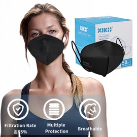 XIKII KN95 Masks for Adults 50PCS 5 Layer Mascarillas Filter Efficiency≥98% Breathable Elastic Ear Loops & Adjust Nose Clip Kn95 Face Mask for Travel Healthcare/Essential Workers