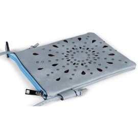 styleBREAKER 02012304 Women's Mini Bag Shoulder Bag with Cutouts in Ethnic Flower Shape and Rivets, denim blue