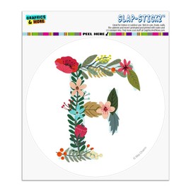 Letter F Floral Monogram Initial Automotive Car Window Locker Circle Bumper Sticker