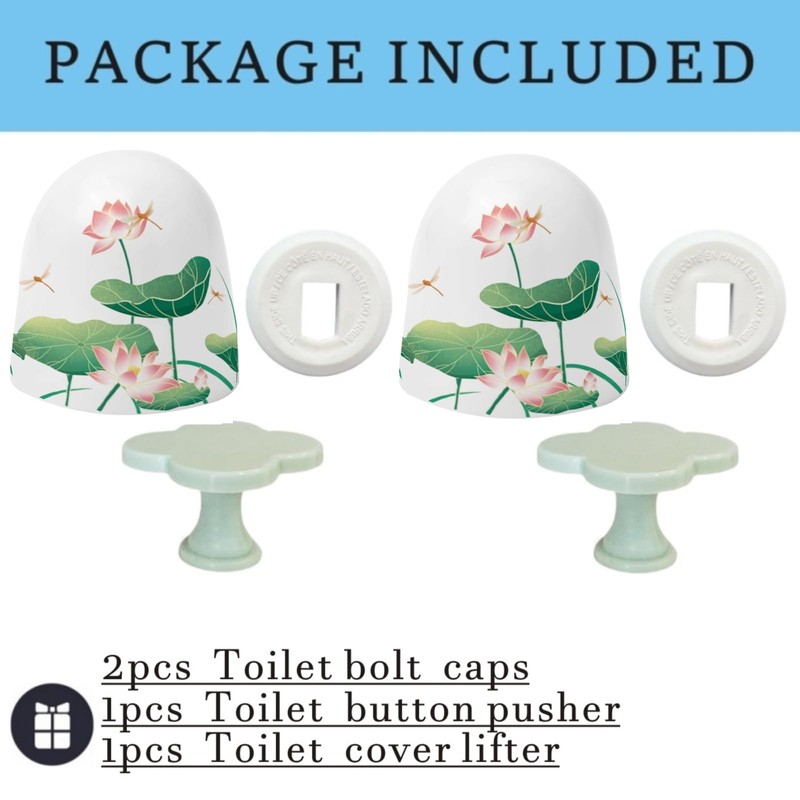 Beaspecal 2Pcs Toilet Bolt Caps with Elegant Pattern,Lotus Flower Pattern