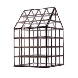 Urban Born Grid Greenhouse Large Glass Terrarium — 12" x 8" x 8" (Black Steel)
