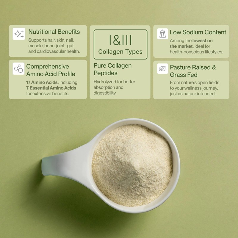 Colla Vita Collagen Peptides Powder Grass-Fed Pasture-Raised Hydrolyzed Collagen Powder,