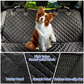 JSTHT Dog Car Seat Covers for Back Seat Waterproof Bench Seat Cover Protector Nonslip Durable Soft Pet Dog Back Seat Cover for Car, Truck, & SUV (Black)