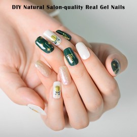 Christmas Semi Cured Gel Nail Strips Long Lasting Nail Wraps Salon Quality Gel Nail Strips UV Semi-Cured Gel Nail Strickers for Women Manicure (Snowflake Bell M172)