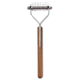 Mars Coat King Blunt Dematting Undercoat Grooming Rake Stripper Tool for Dogs and Cats, Stainless Steel with Wooden Handle, Made in Germany, 10-Blade