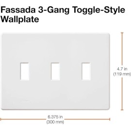 Lutron Fassada 3 Gang Wallplate, FG-3-WH, White