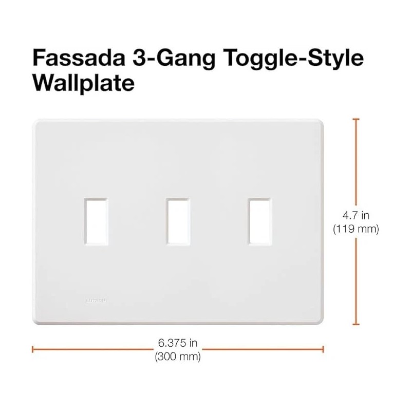 Lutron Fassada 3 Gang Wallplate, FG-3-WH, White