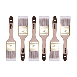 HARDY WORKING TOOLS Flat Brush Set 6 Pieces - 50 mm Width Paint Brush Set with Wooden Handle, Paint Brush Series *45*, 6 Pieces, Brush Set A0205-450620