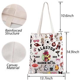 TGBJE Alastor Inspired Tote Bag Hazbin Cartoon Inspired Gift Alastor Character Lover Gifts (C Alastor)