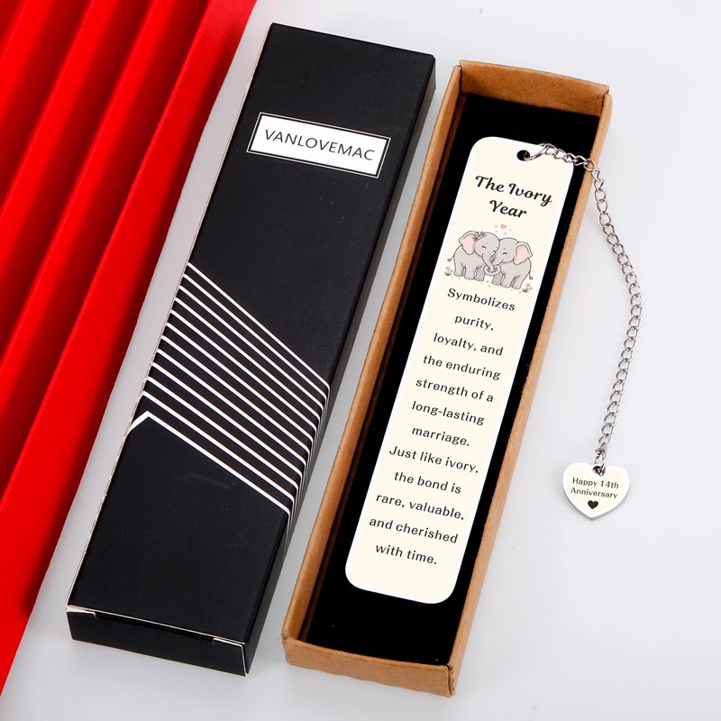 14 Year Anniversary Ivory Gifts for Her Him Bookmarks for
