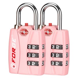 Forge Luggage Locks TSA Approved Luggage Locks, Small TSA Locks with Zinc Alloy Body, Open Alert, Easy Read Dials, for Travel Suitcase, Bag, Backpack, Cases, Lockers. Pink 2 Locks.