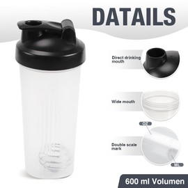 DKMambo Shaker Bottle with Balls Leak Proof Drink Ideal for Workout Supplements,Protein Powder, BPA Free, Nutrition, Portable Fitness Enthusiasts Athletes，20oz，White