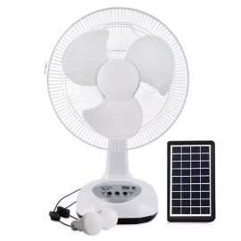 Solar New Rechargeable Fan With solar panel, USB port,LED light and 2 Free bulbs