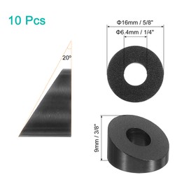 uxcell 10 Pcs 1/4 Inch 20 Degree Angle Beveled Washer, T316 Stainless Steel Angled Washer for Cable Railing Stair Ends Wood Metal Posts, Black