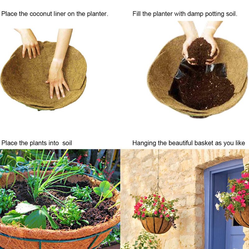 Frillybutts Coco Liners for Planters 16 Inch 4PCS Round Shape