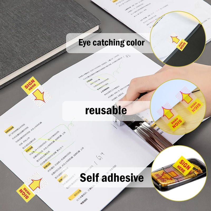 200 Pcs Sign Here Stickers, Post It Tabs, Post It