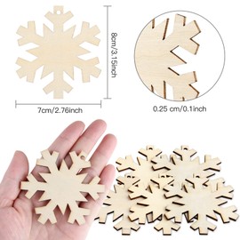 TUPARKA 60 Pcs Christmas Snowflake Wooden Ornaments Tree Hanging Wood Slices for Kids DIY Crafts Decorations