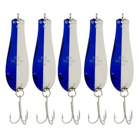 Doctor Spoons Orginal Fishing Lures Series - Made in USA - Saltwater & Freshwater - Eagle Claw Hook - Walleye, Bass, Northern, Pike, Salmon, Trout, Striper & More - Casting, Jigging, Trolling 5 Pack