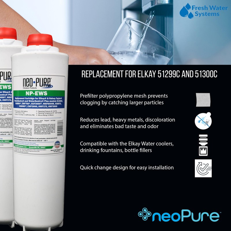 Neo-Pure NP-EWS Elkay Compatible Replacement Filter for the Elkay 51299C,