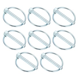 PATIKIL M6x45 mm Tractor Lynch Pin with Ring, 8 Pcs Heavy Duty Assortment Kit Lock Pin Clips for Tractors Trailer Farm Trucks Mowers, Silver Tone