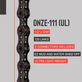TAYA ONZE-111(UL) 11-Speed Light Weight Bike Chain, 120 Links, Ti-Black, Durable and Smooth Shifting, for Gravel and Racing