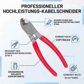 Portable Insulation Pliers and Cable Cutter for Aluminium, Copper, Communication Cable and Power Cable - Quick and Practical for Cutting
