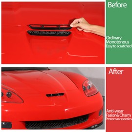 Chevy Corvette C6 2005-2013 Compatible Hood Vents - Engine Hood Air Outlet Vent Moulding Cover Trim Accessories (Gloss Black)
