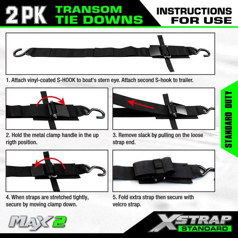 XSTRAP STANDARD Marine Boat Trailer 2" x 4' Trailer Transom