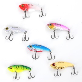 Spotlip Iron Plate Vibe 7g 10g 15g Metal Vibration Lure Metal Jig Saltwater Fishing Set of 6 (7g)
