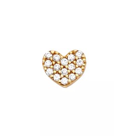 Jewelry by Paula Mini Heart Pavé Lab Created Diamond Stud Earrings 14K Solid Yellow Gold Meduim