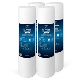 Ronaqua 20" x 4.5" Big Sediment Replacement Water Filter Cartridge, 1 Micron, NSF Certified, for Whole House, Compatible with 155358-43, 2PP20BB1M, AP810-2, FPMB-BB5-20, P5-20BB, SDC-45-2005, 4 Pack