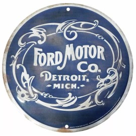 Unbranded Ford Motor Co. Detroit, Mich. Blue Vintage Round 12" Diameter Metal Plate Sign