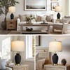 Cinkeda 23" Set of 2 Black Ceramic Farmhouse Table Lamp
