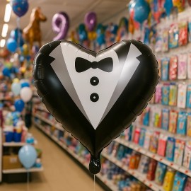 Balloons City Tuxedo Heart Foil Balloons 3-Pack Wedding Party Decor Black White balloons