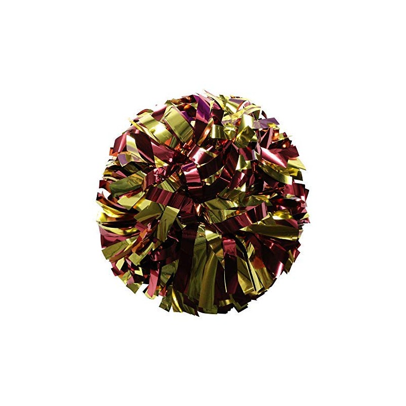 Danzcue 6 Inches Metallic Cheerleading Pom Pom with Baton Handle