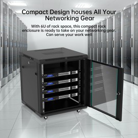 MT-VIKI 12U Server Cabinet Network Rack Vented Enclosure w/Moving Wheel, 0.8mm Thick Steel, 23.6‘’ Deep (600mm), for 19'' IT Equipment, Included 1pcs 12'' Depth Rack Shelf