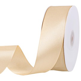 Double Faced Champagne Gold Ribbon, 60 Yards 1 1/2 inch Gold Satin Ribbon Fabric Ribbon for Gift Wrapping Crafts Flower Bouquet Fall Decor Hair Bows Party Christmas Decorations
