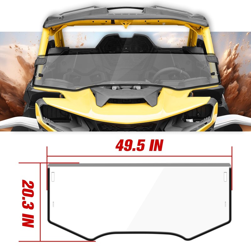 LitMiRaCle Front Half Windshield for Can-Am Maverick R 2024+, Scratch