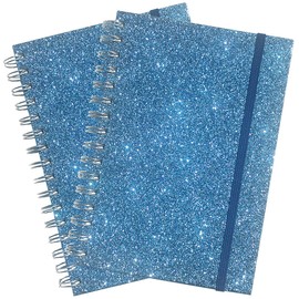 Spiral Notebook, 2 Pack Sparkly Spiral Journal Notebooks, Hardcover Ruled Notebook, 90 Sheets, 21 * 15cm