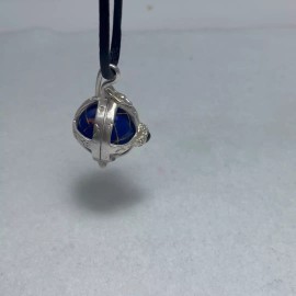 jewels of new york Natural Gemstone Inlayed Cage Charm fidget spinning vintage style charm necklace