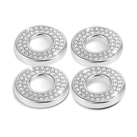 Mearo Bling Car Door Lock Accessories Door Lock, Bling Inner Car Door Lock Cover Stickers, Car Door Lock Pin Caps for C Class C200 C300 E Class E200 300 GLC 200 260 300, Pack of 4 (White)