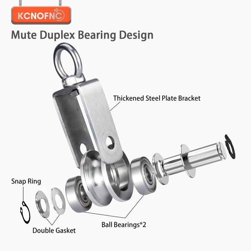 Set of 2 pulley steel cable with M7 carabiner hook,