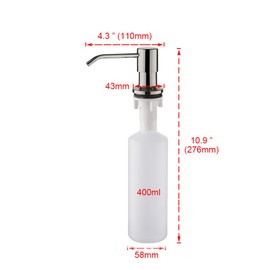 Ibergrif M34027A Sink Dispenser Pump, Kitchen Sink Soap Dispenser Built in 400ml Liquid, 360° Rotation Nozzle, for Bathroom and Dish Lotion Sink, Stainless Steel, Grey