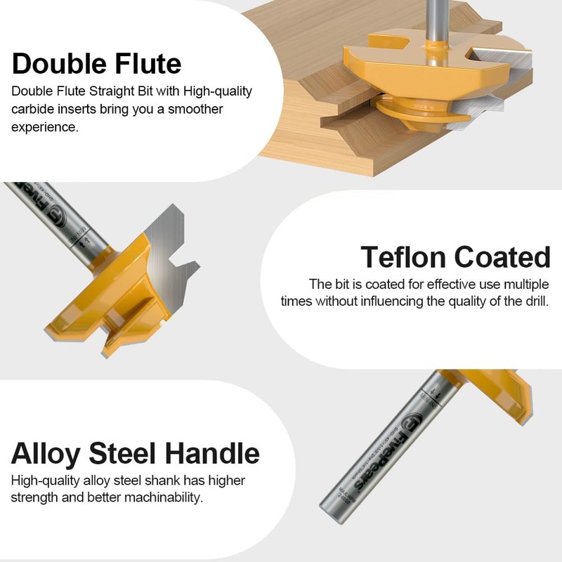 FivePears 45 Degree Lock Miter Router Bit 1/4 Inch shank,Timberlock