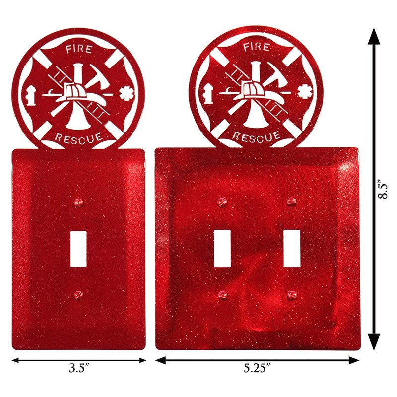 SWEN Products Fire Rescue Wall Plate Cover (Double Switch, Red)