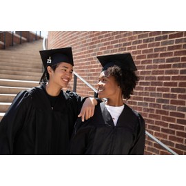 Black Cap and Gown with Matte Finish, Renowned Quality & Perfect for Pictures, Comfortable & Lightweight Fit, Silky Smooth Fabric for the High School, College & University - Unisex Graduation Gown